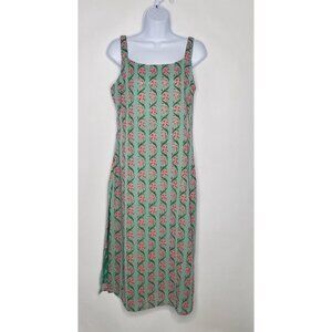 Indya Womens Sage Floral Foil Strappy Straight Kurta Tunic Size S Side Slits NWT